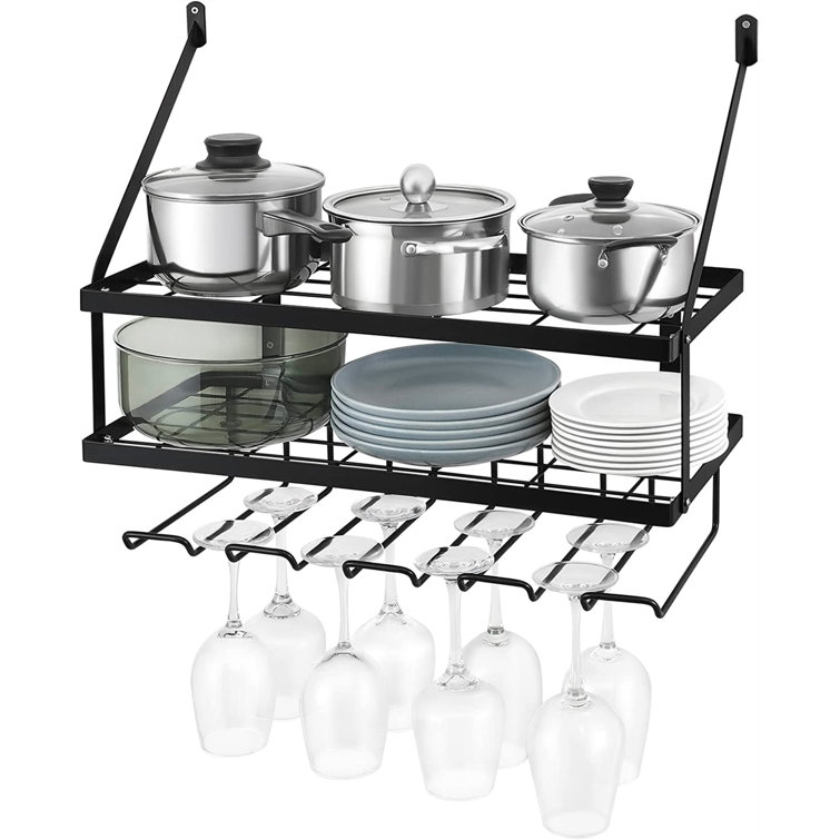 Prep Savour Metal Rectangle Wall Mounted Pot Rack Wayfair Canada